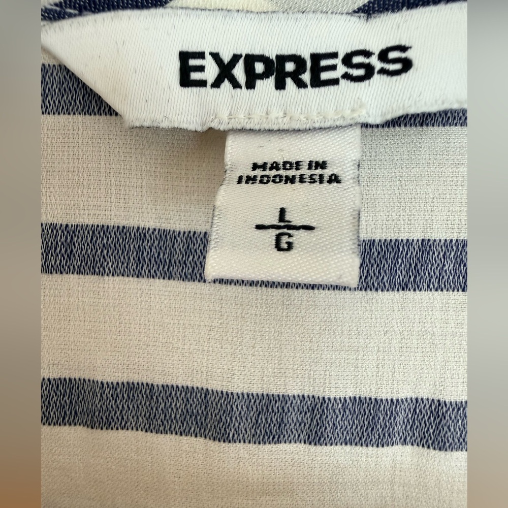 Express White and Blue Striped Blouse - Picture 5 of 7